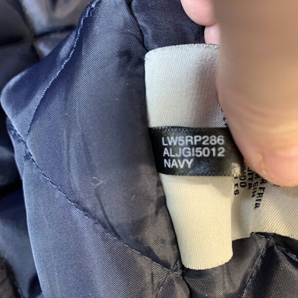 Levi’s Women Sherpa Bomber Jacket L Ivory Blue Full Zip Pocket Quilted Lined Y2K - Picture 10 of 12